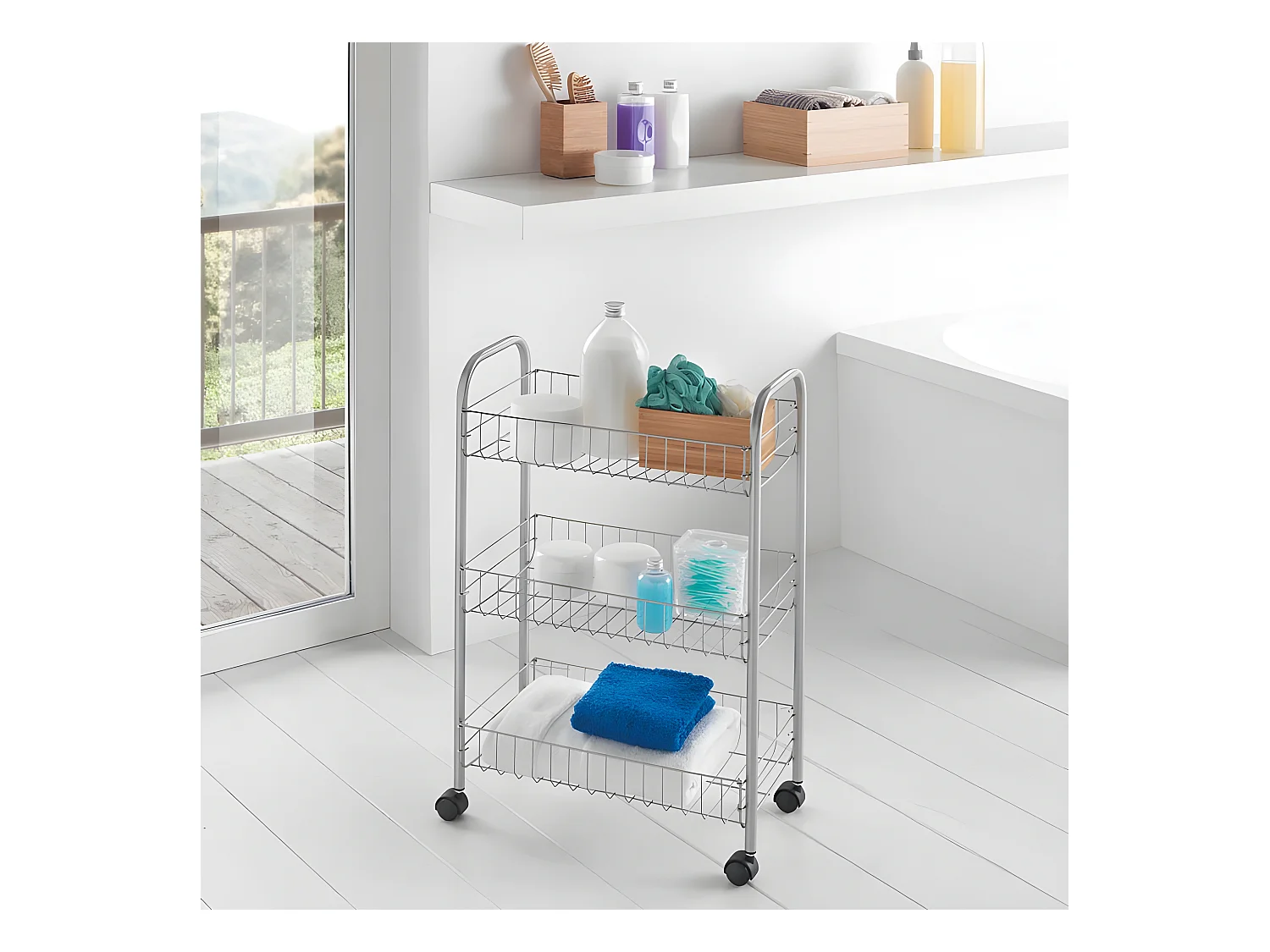 Mehrzweckregal 3 Regale LUGANO von Metaltex 41x23x63 cm Silber