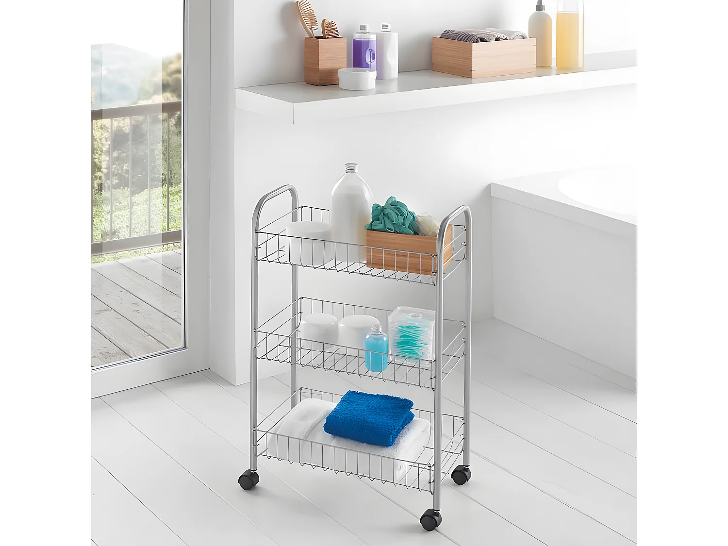 Mehrzweckregal 3 Regale LUGANO von Metaltex 41x23x63 cm Silber