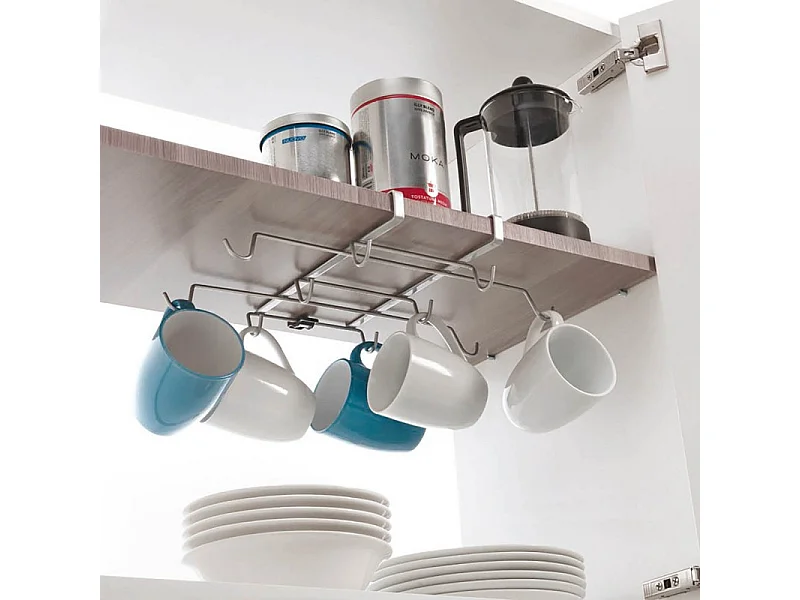 Porte-tasses SPIDER MUG Metaltex, 10 tasses ou mugs, finition Polytherm® couleur argentée.