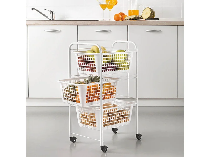 Panier Multifonction 3 Corbeilles Amovibles SAN DIEGO de Metaltex. Couleur Blanc