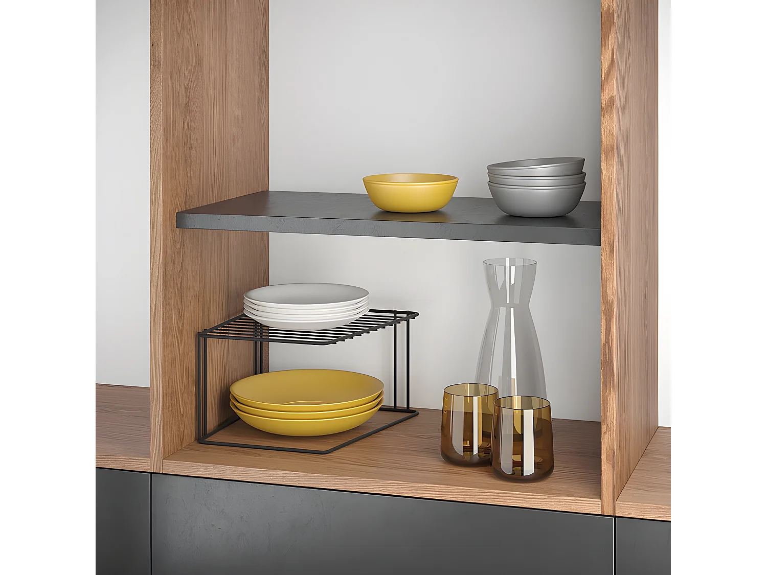 Rangement 3 Niveaux PALIO Série LAVA de Metaltex avec Finition Touch-Therm® Couleur Noir