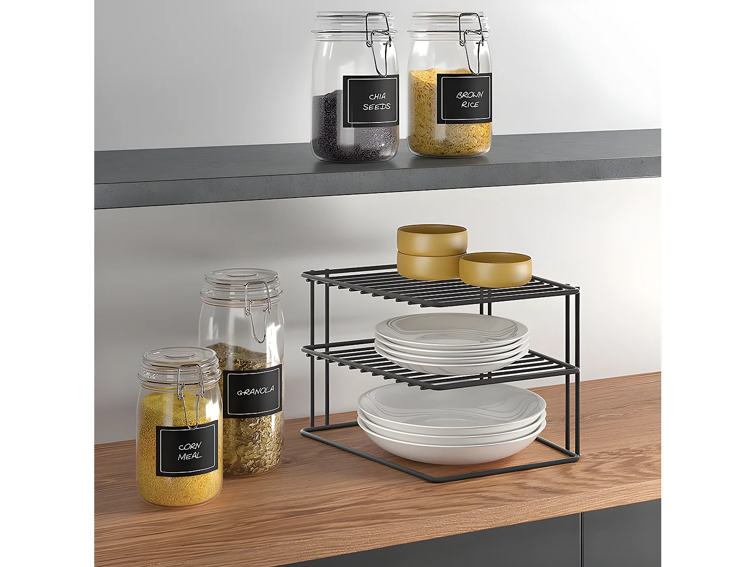 Rangement 3 Niveaux PALIO Série LAVA de Metaltex avec Finition Touch-Therm® Couleur Noir