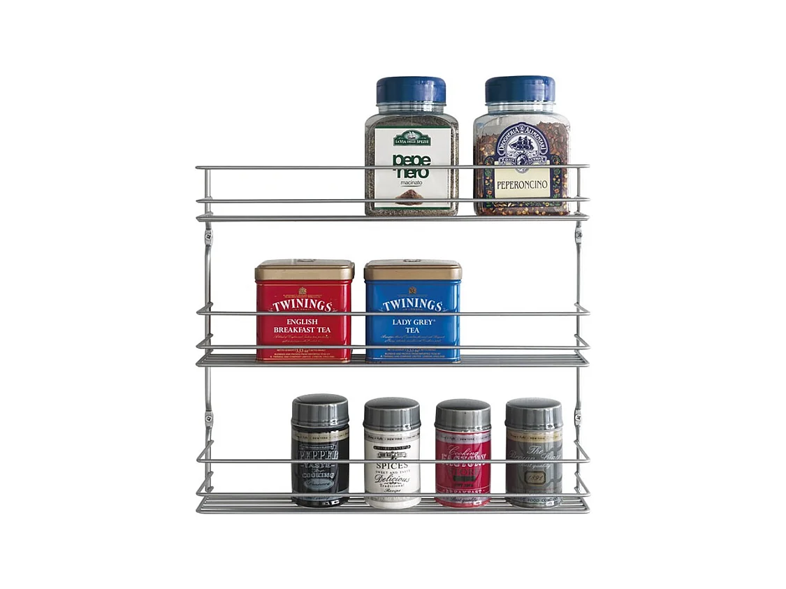 Étagère à épices 3 Niveaux Série PEPITO de Metaltex. Finition Polytherm® Couleur Argent
