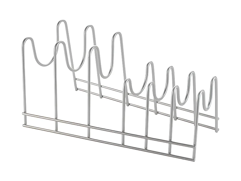 Support de Plateaux/Couvercles avec Poignée 6 Compartiments LIDO de Metaltex. Finition Polytherm® Couleur Gris
