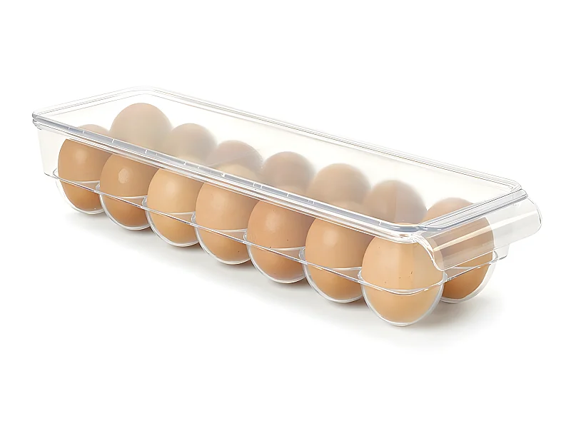 Metaltex Transparante Eierdoos met 14 Vakjes en Handvat - Koelkast Organizer, BPA-vrij, Vaatwasserbestendig