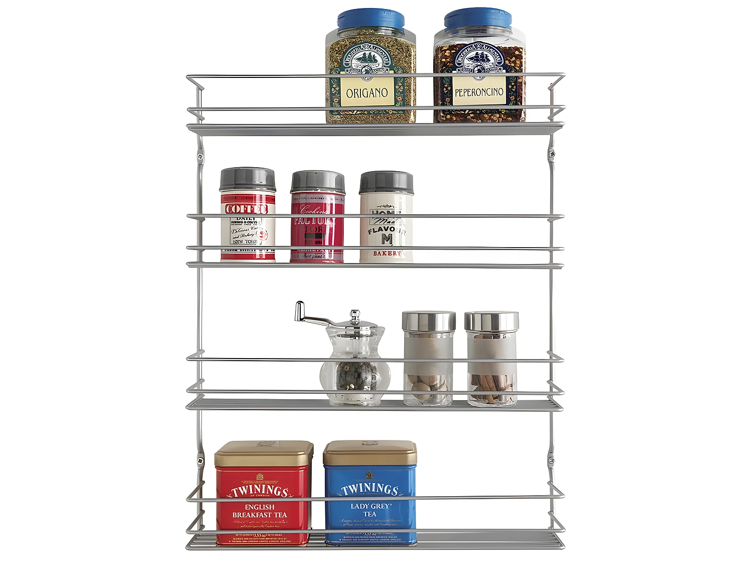 Estantería de Especias de Pared 4 Niveles Pepito Metaltex Plata