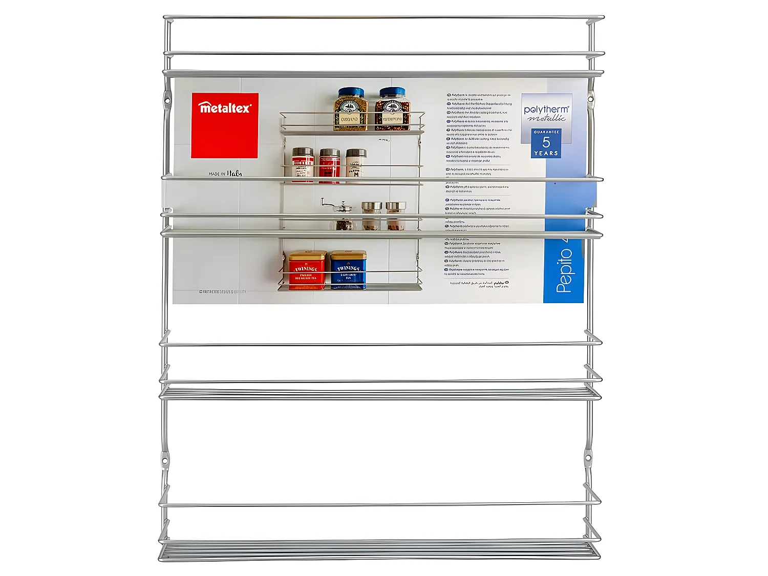 Estantería de Especias de Pared 4 Niveles Pepito Metaltex Plata