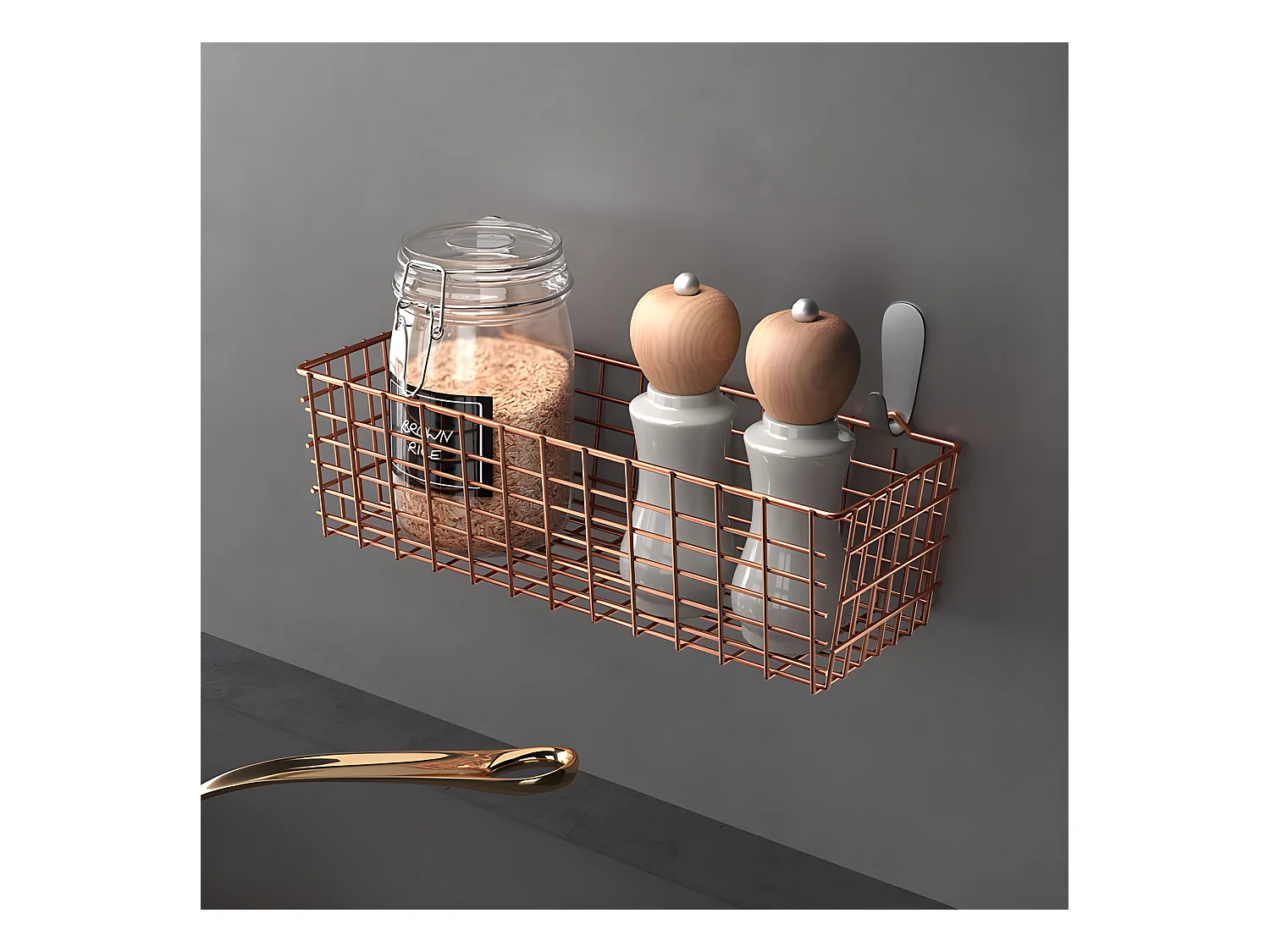 Cesto Multiuso KOALA Série COPPER Metaltex Cobre 33x12x9 cm