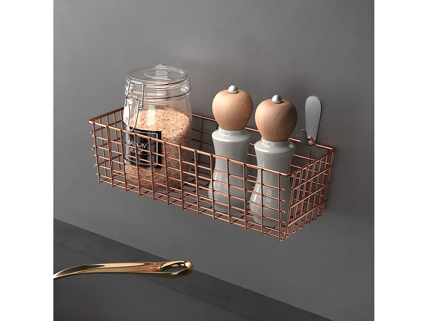 Multifunctionele Mand KOALA Serie COPPER Metaltex Koper 33x12x9 cm