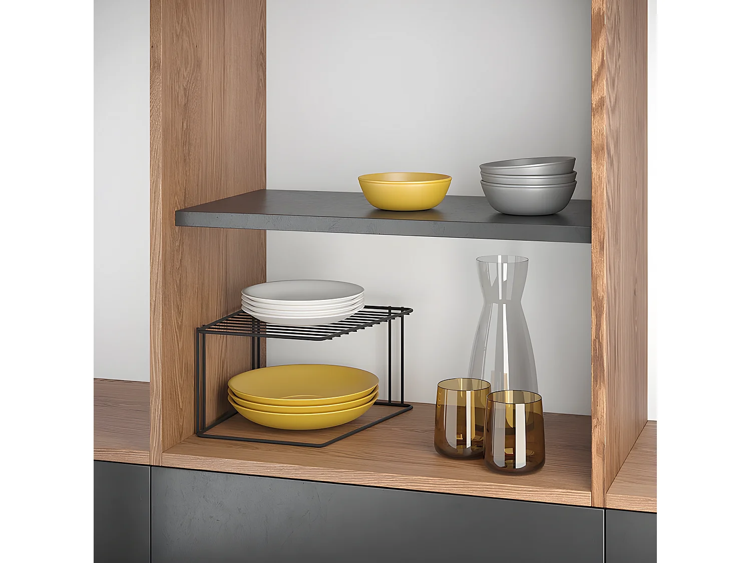 Coin Repose-Pieds 2 Niveaux BOXE Série LAVA en Métaltex. Finition Touch-Therm® Couleur Noir