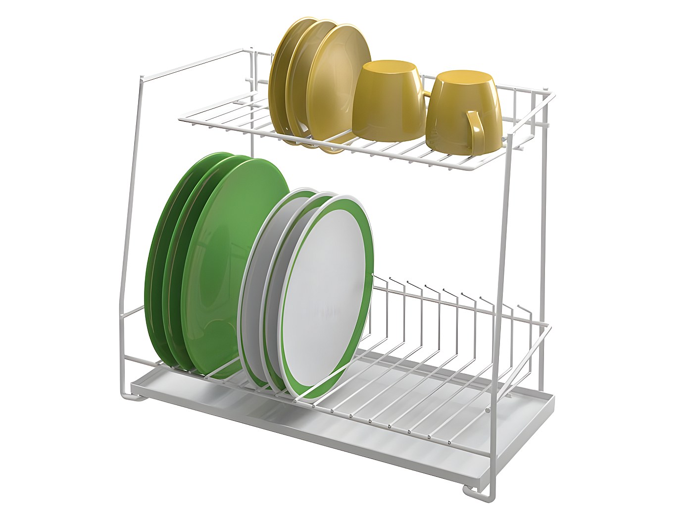 Scolapiatti da cucina a 2 ripiani (43,5 x 24,5 x 34,5 cm) in acciaio inox con portautensili e vassoio raccogligocce, nero | Leroy Merlin