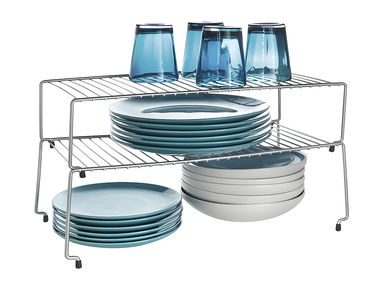 Set di 2 Mensole Impilabili SKY Metaltex 47x23x26 cm Grigio Polytherm®