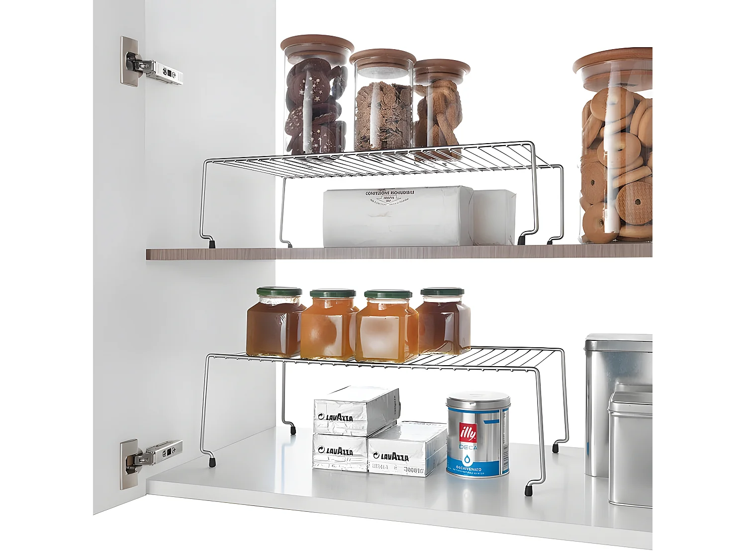 Set di 2 Mensole Impilabili SKY Metaltex 47x23x26 cm Grigio Polytherm®