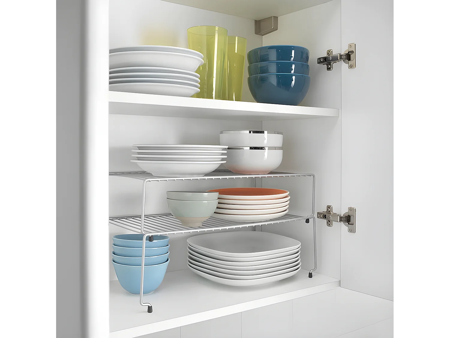 Set di 2 Mensole Impilabili SKY Metaltex 47x23x26 cm Grigio Polytherm®