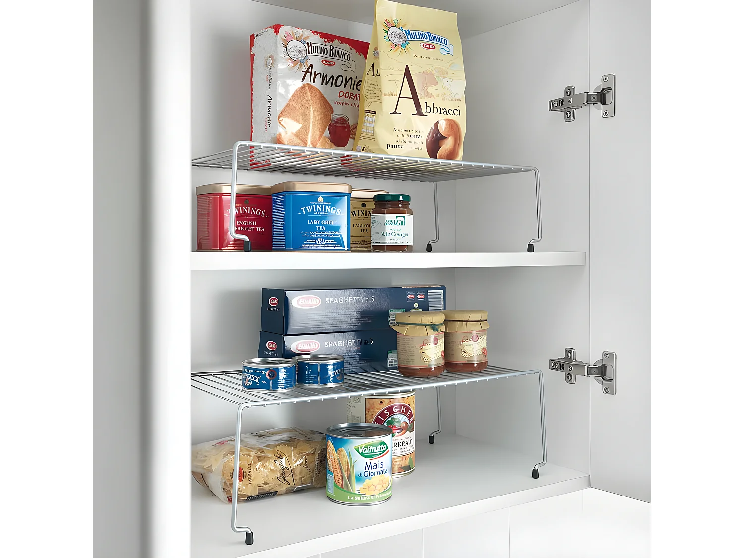 Set di 2 Mensole Impilabili SKY Metaltex 47x23x26 cm Grigio Polytherm®