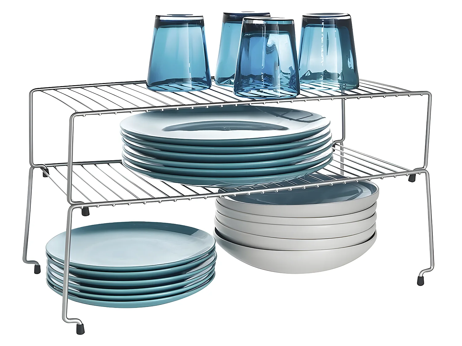 Jeu de 2 Étagères Empilables SKY Metaltex. Finition Polytherm® Couleur Grise