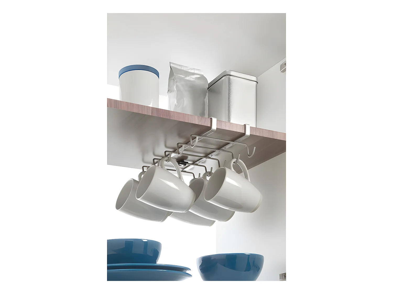 Porte-tasse MY MUG Metaltex, capacité 10 tasses, finition Polytherm® couleur argentée.