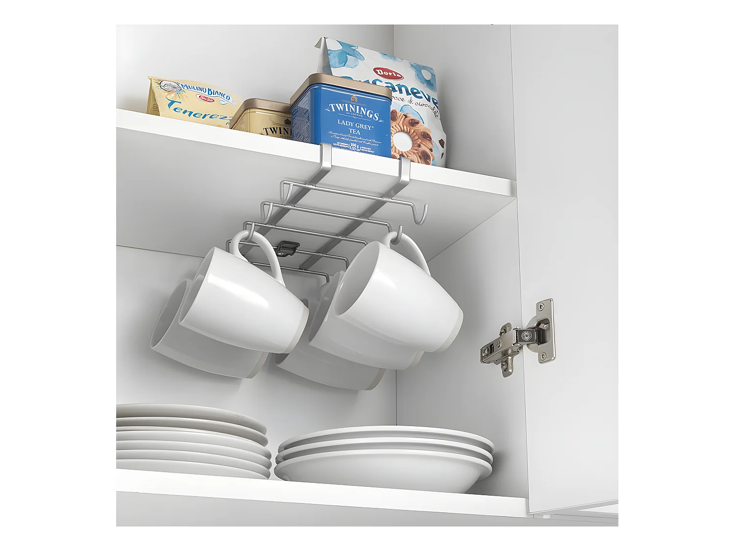 Porte-tasse MY MUG Metaltex, capacité 10 tasses, finition Polytherm® couleur argentée.