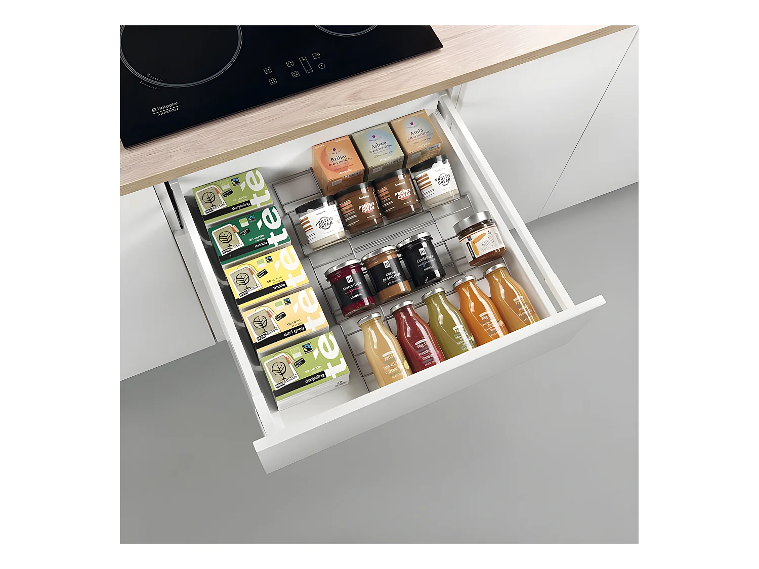 Organizador de cajón extensible X PAND Metaltex 2 estantes ajustables revestimiento Polytherm® Metallic de doble capa