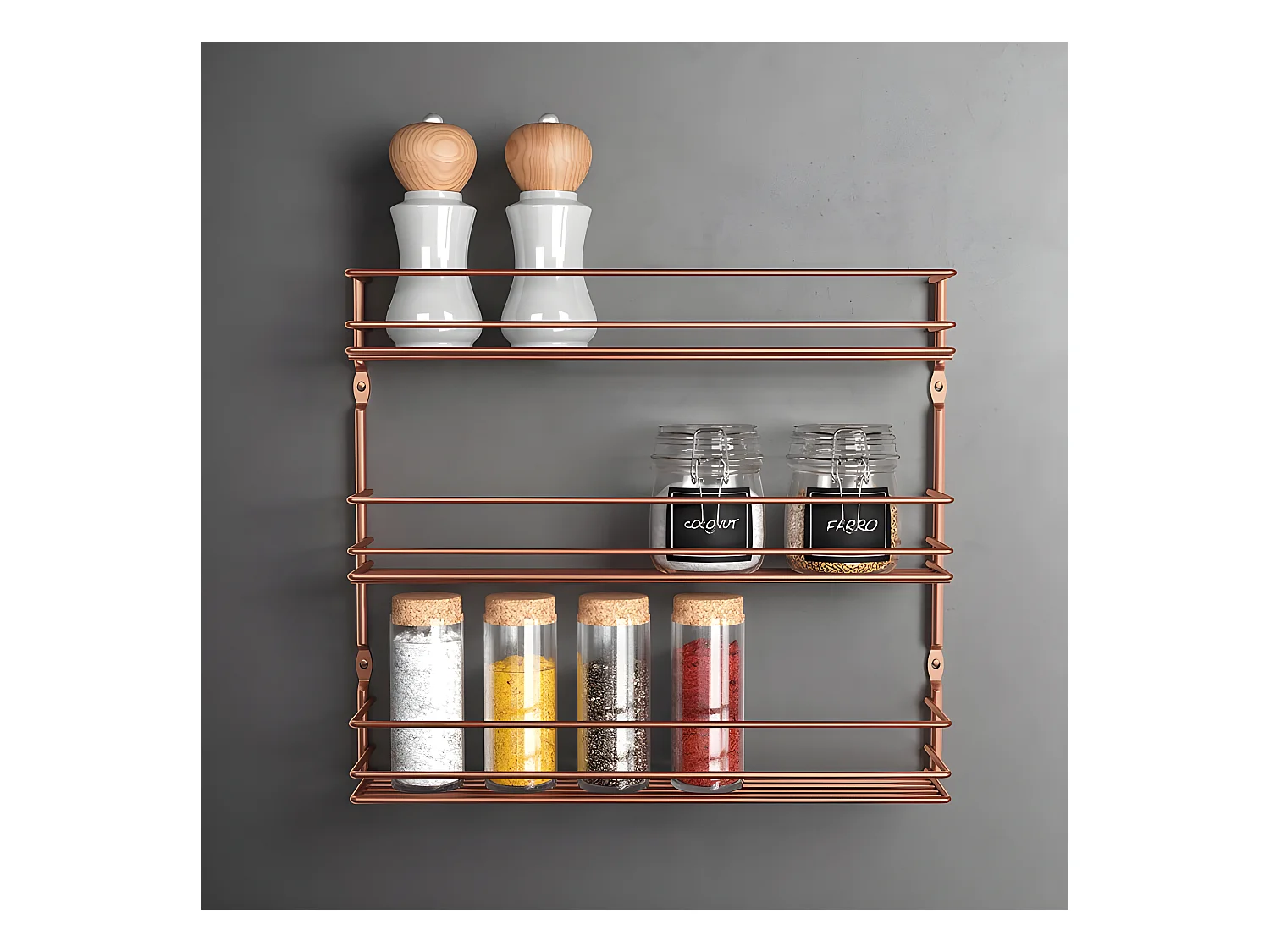 Étagère à épices 3 Niveaux Série PEPITO COPPER de Metaltex
