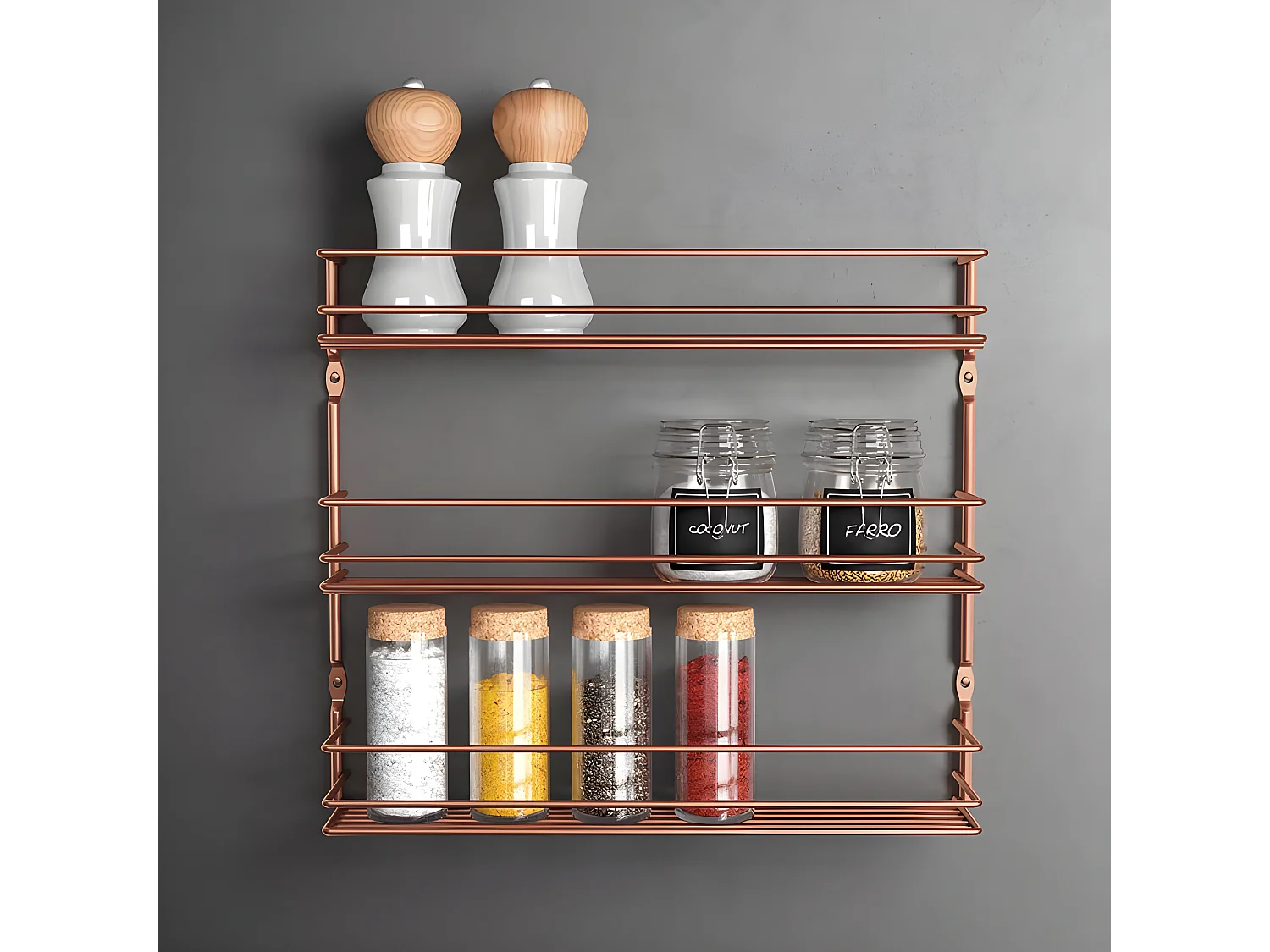 Étagère à épices 3 Niveaux Série PEPITO COPPER de Metaltex