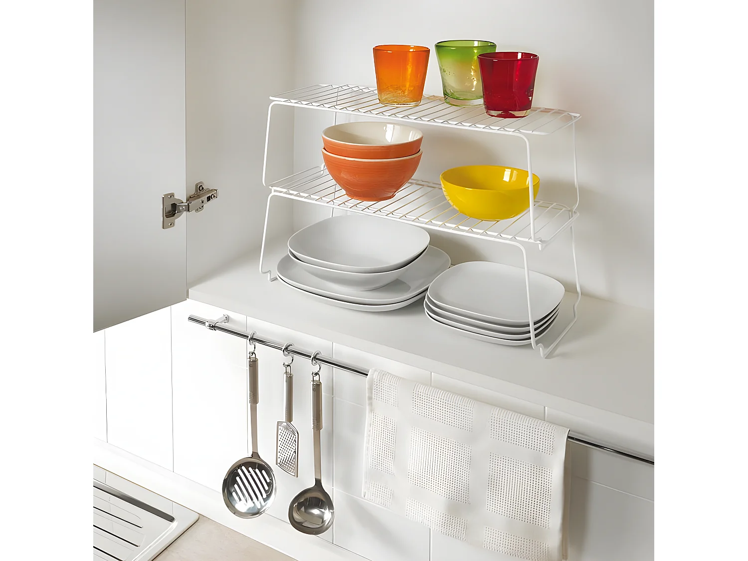 Étagère empilable BRIDGE de Metaltex. Finition Polytherm® Couleur Grise