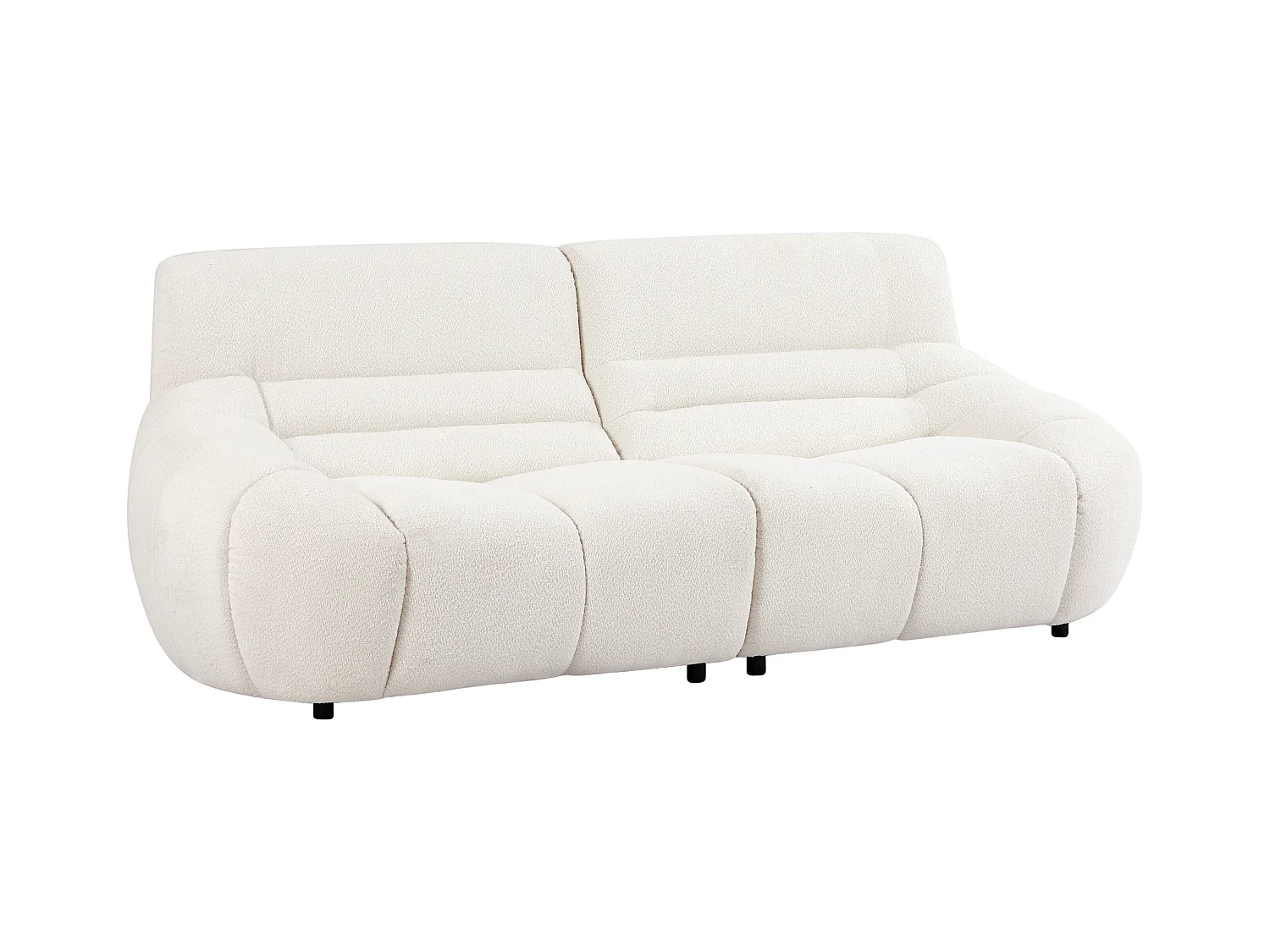 Sofá de 3 lugares em tecido bouclé branco - BOVERA