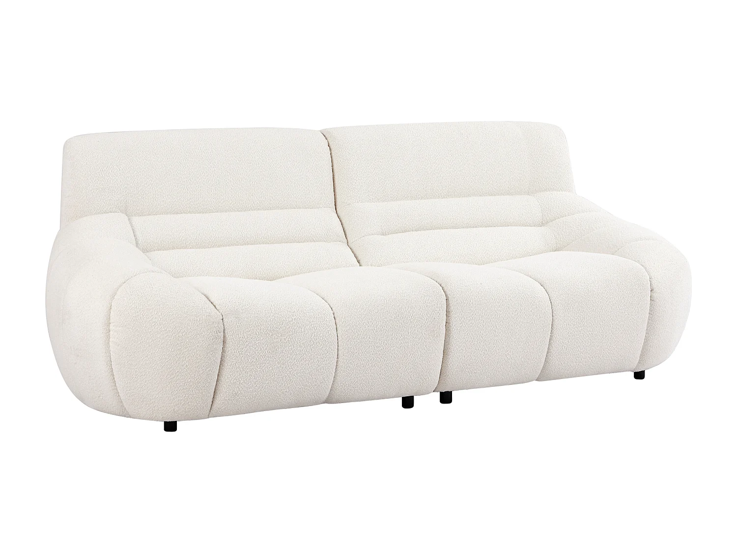 Canapé 3 places en tissu bouclette blanc BOVERA