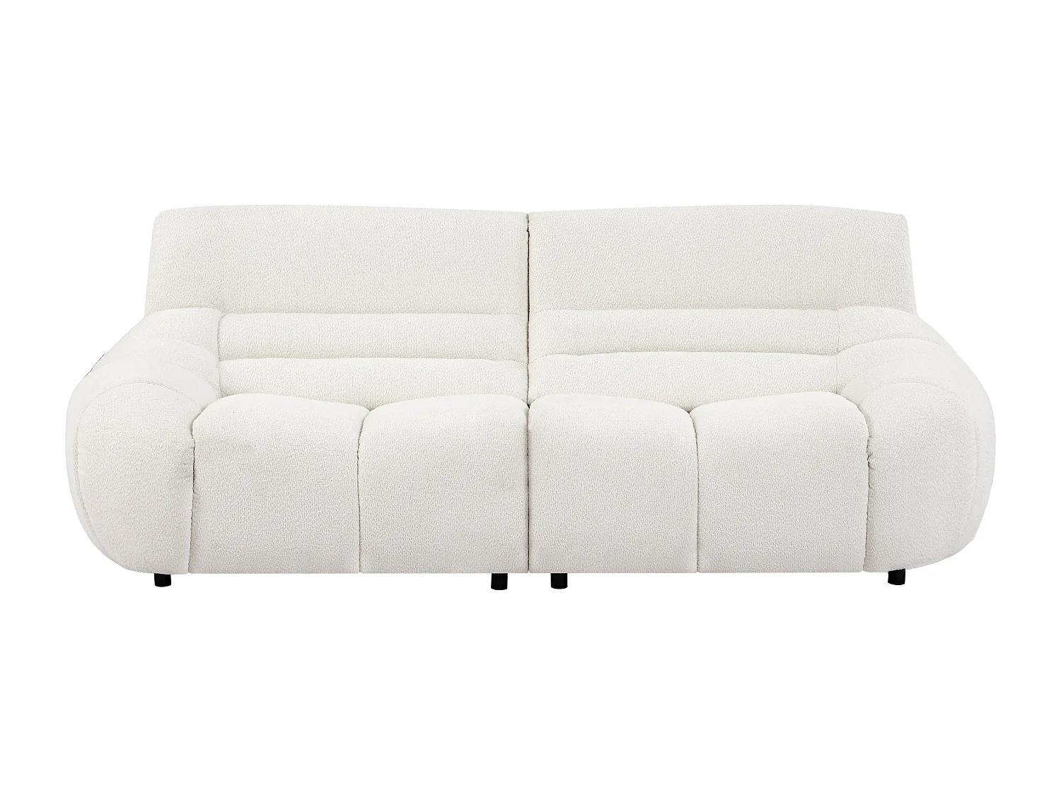 Driezitsbank van witte boucléstof BOVERA