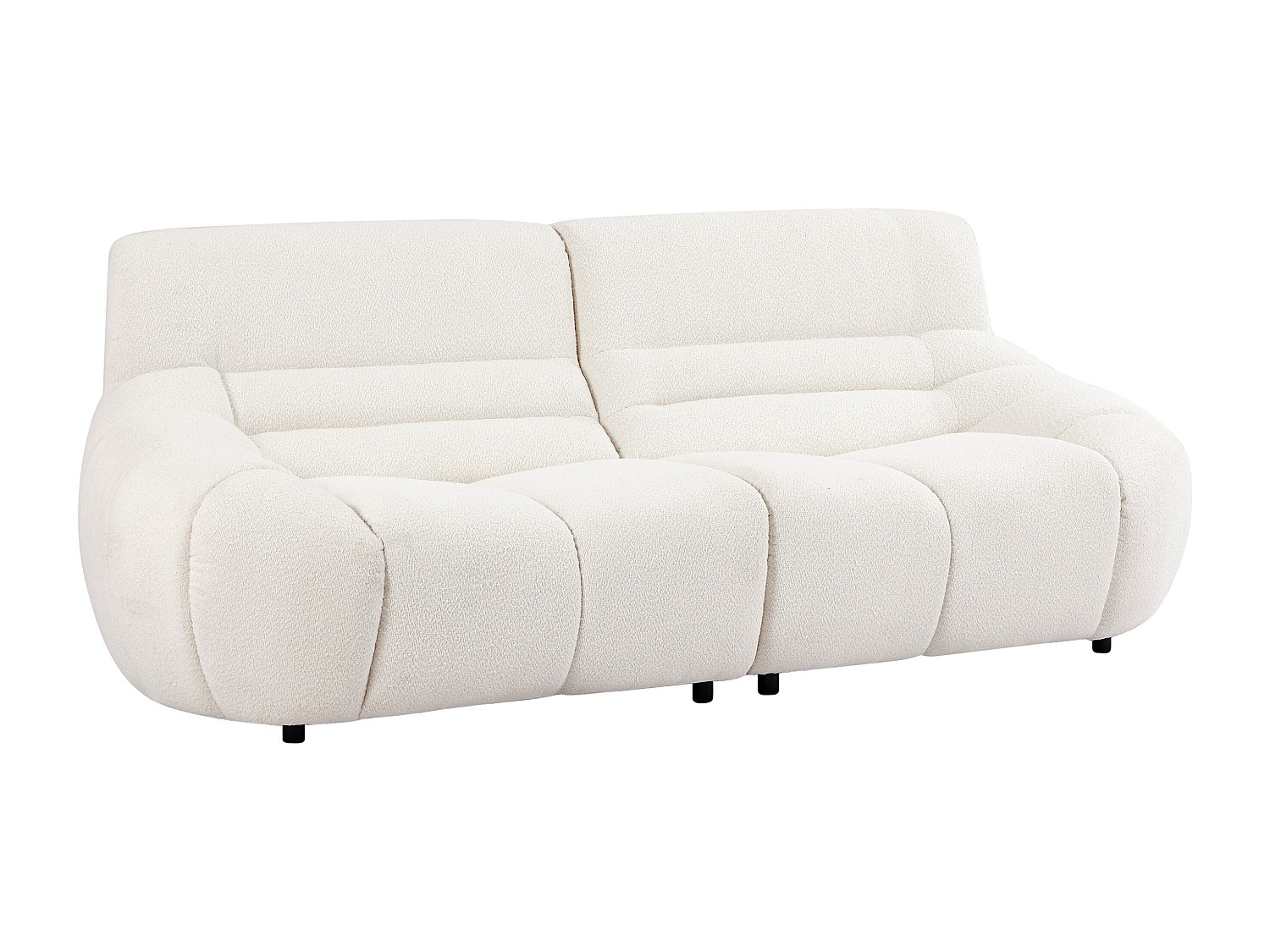 Sofa 3-Sitzer - Bouclé-Stoff - Weiß - BOVERA günstig online kaufen