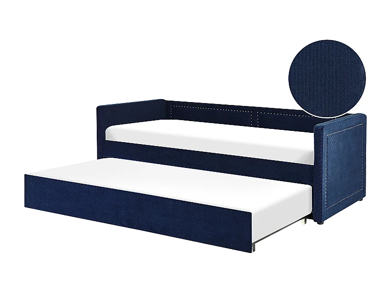 Platzsparendes Tagesbett Cord in Blau 90 x 200 cm mit Lattenrost Mimizan