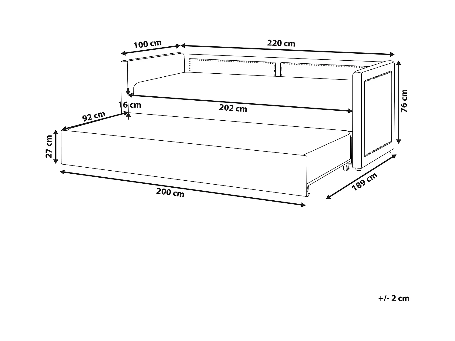 Łóżko wysuwane Sztruks MIMIZAN 90 x 200 cm Granatowy