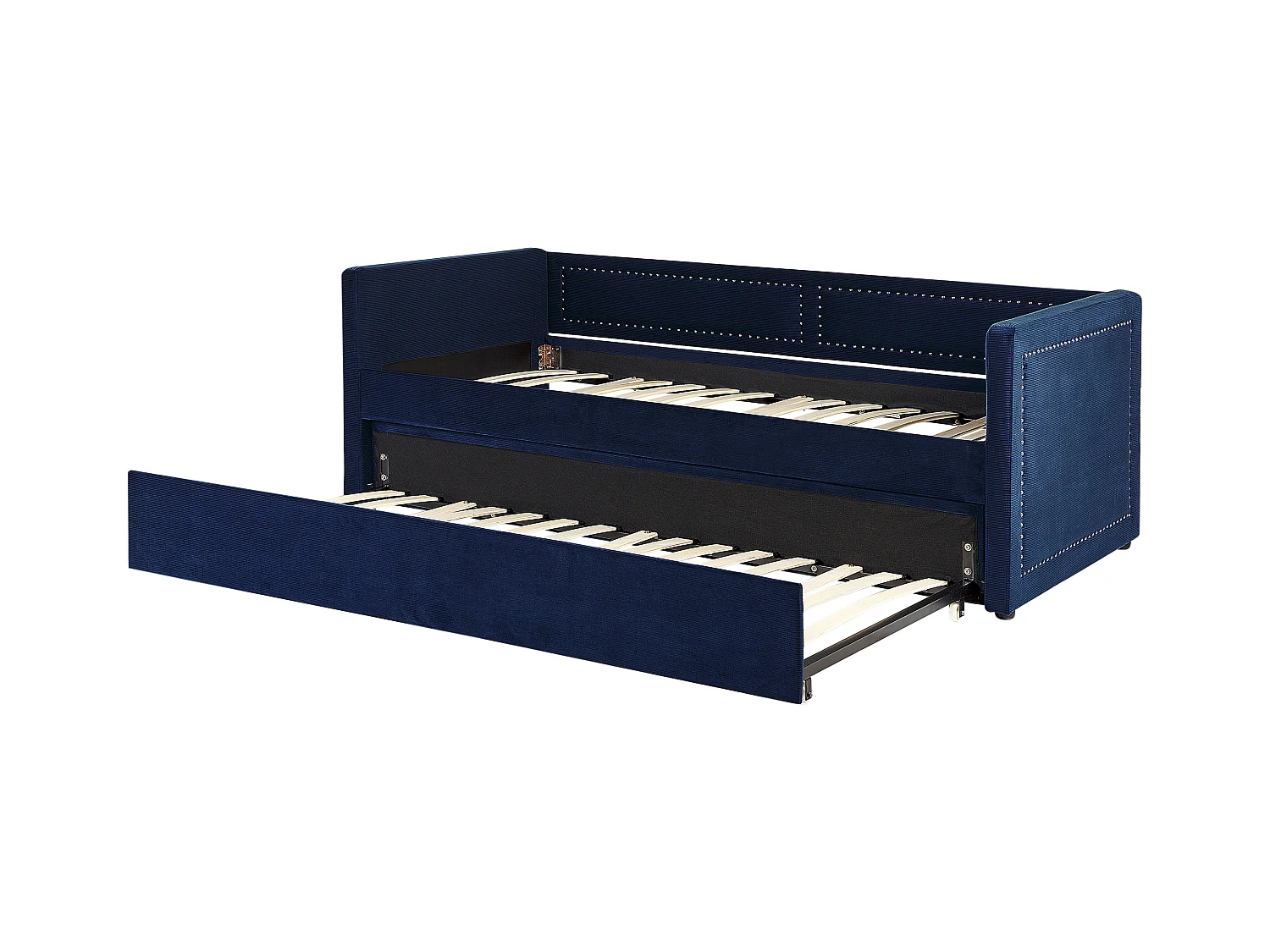 Łóżko wysuwane Sztruks MIMIZAN 90 x 200 cm Granatowy