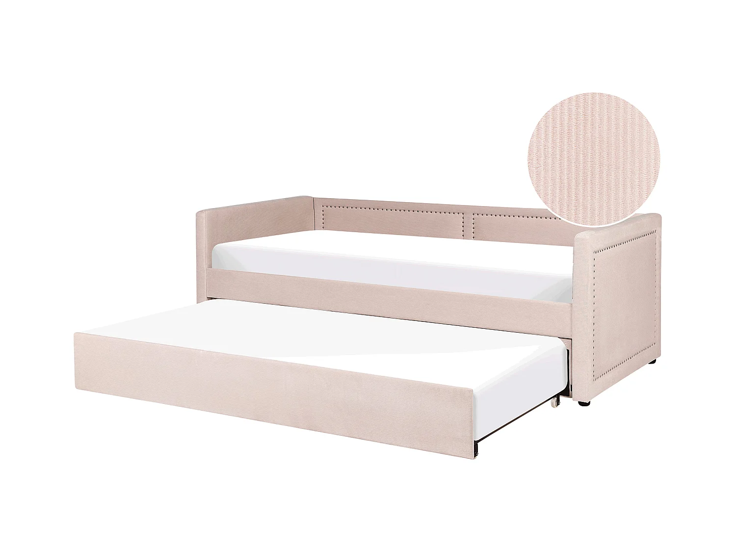Onderschuifbed Corduroy MIMIZAN 90 x 200 cm Pastelroze