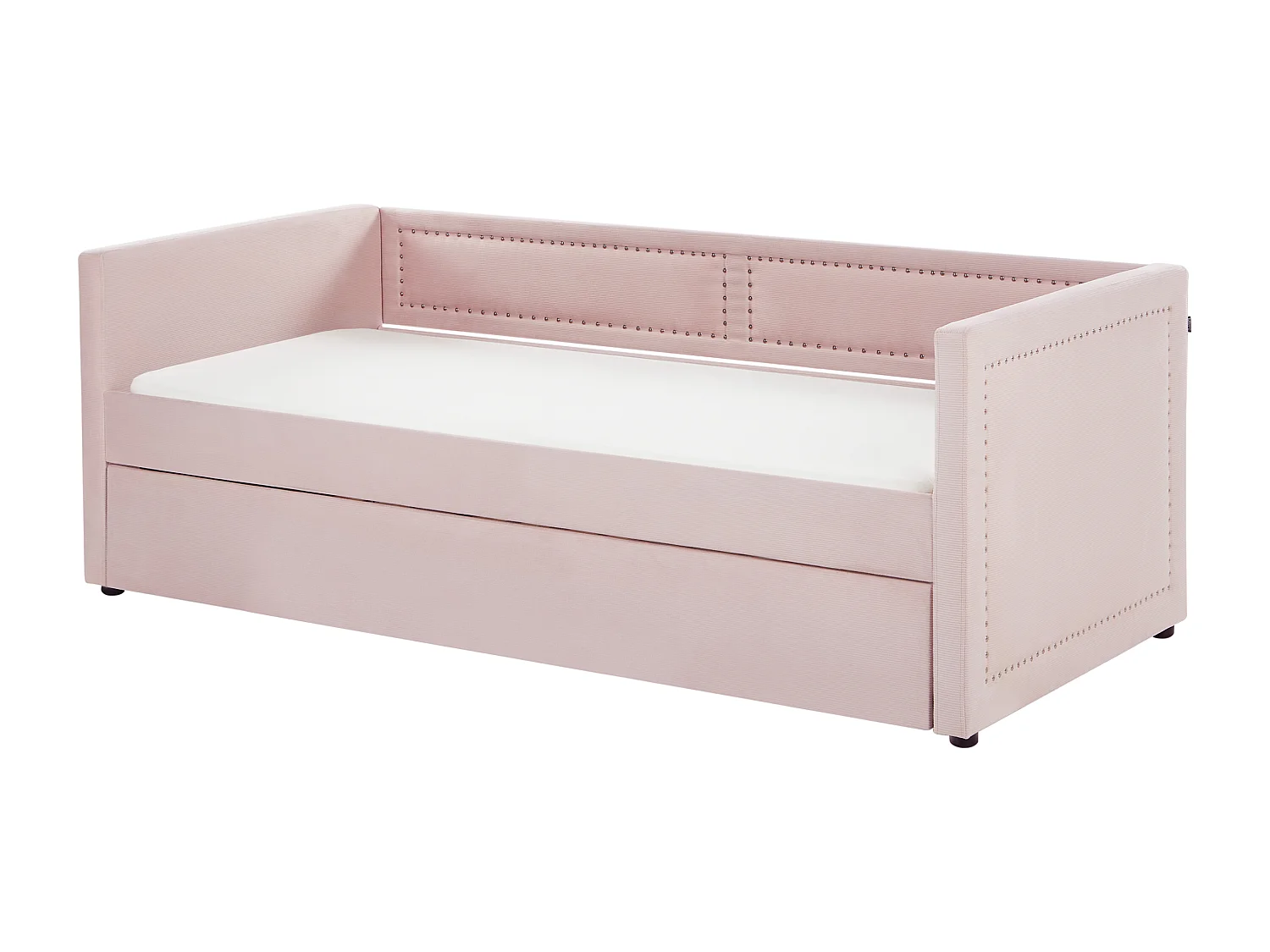 Lit gigogne Velours côtelé MIMIZAN 90 x 200 cm Rose pastel