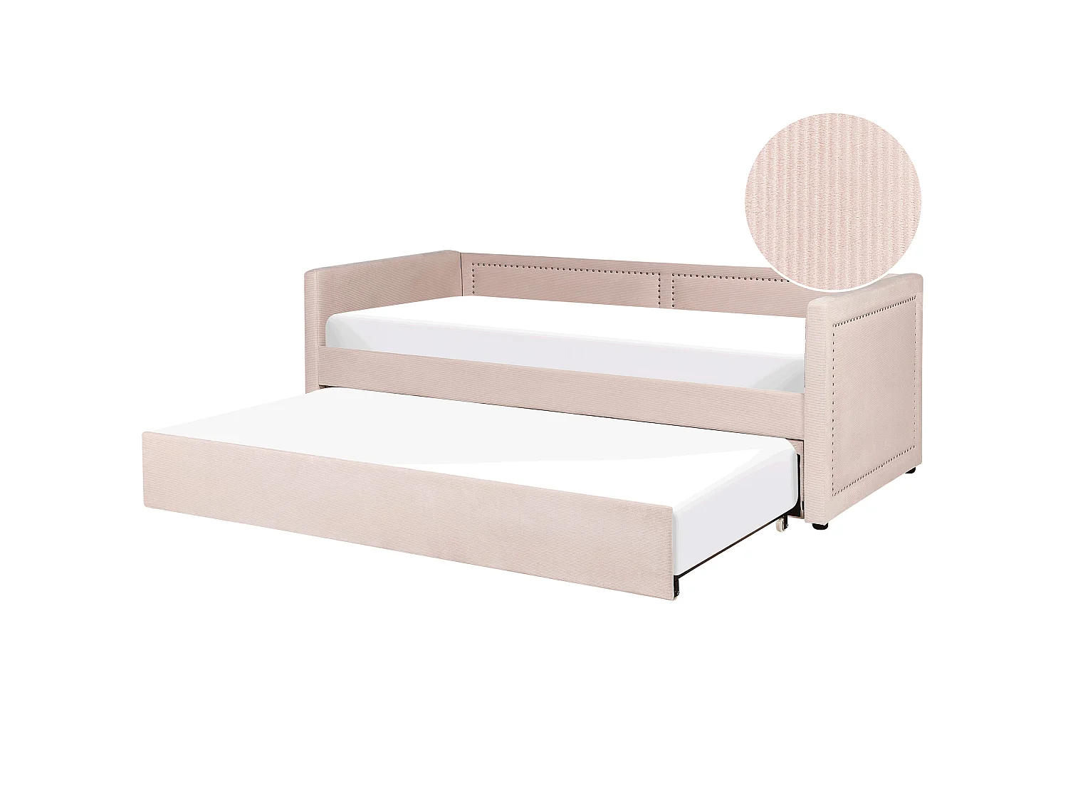 Onderschuifbed Corduroy MIMIZAN 90 x 200 cm Pastelroze