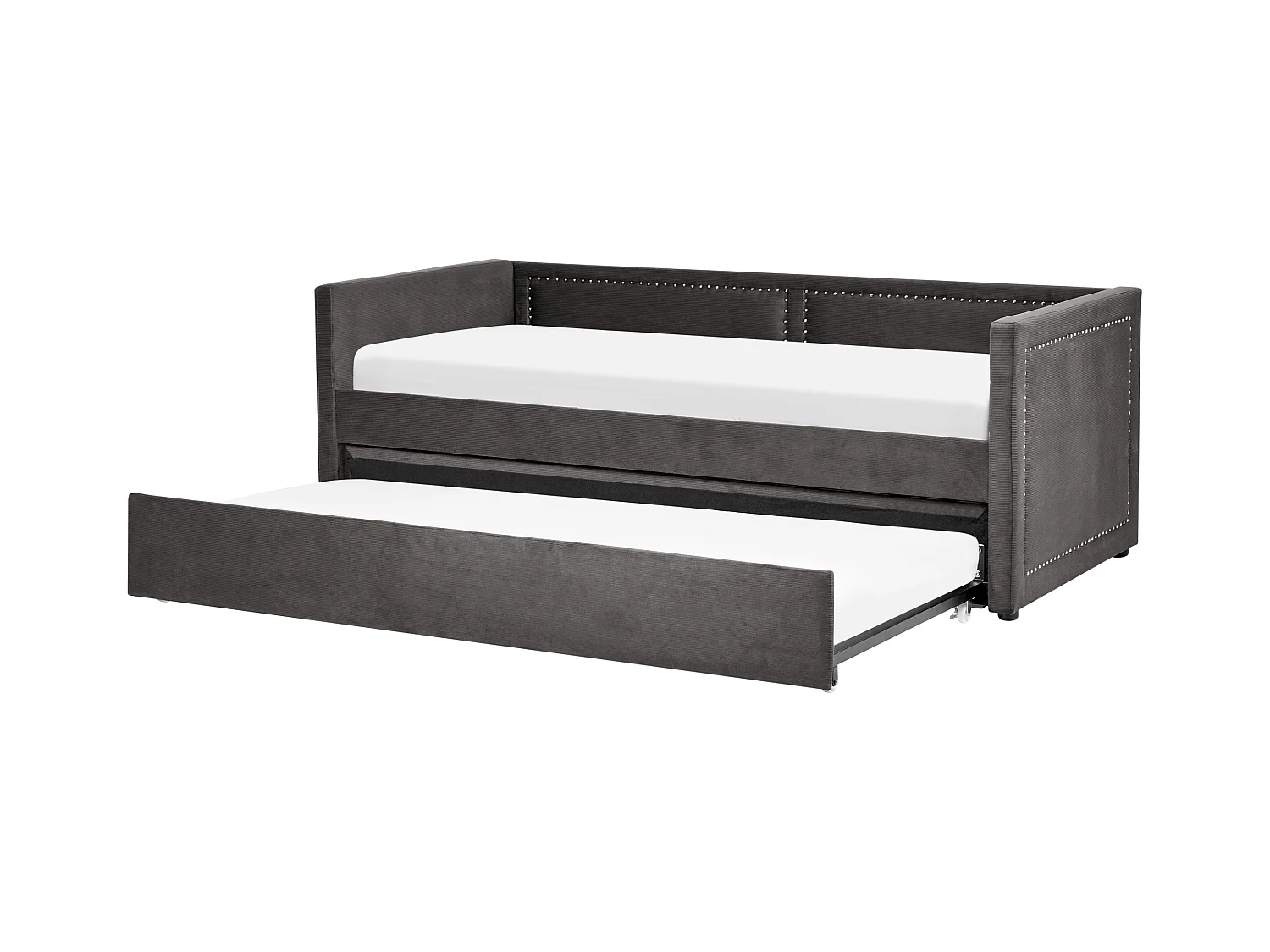 Platzsparendes Tagesbett Cord in Grau 90 x 200 cm mit Lattenrost Mimizan