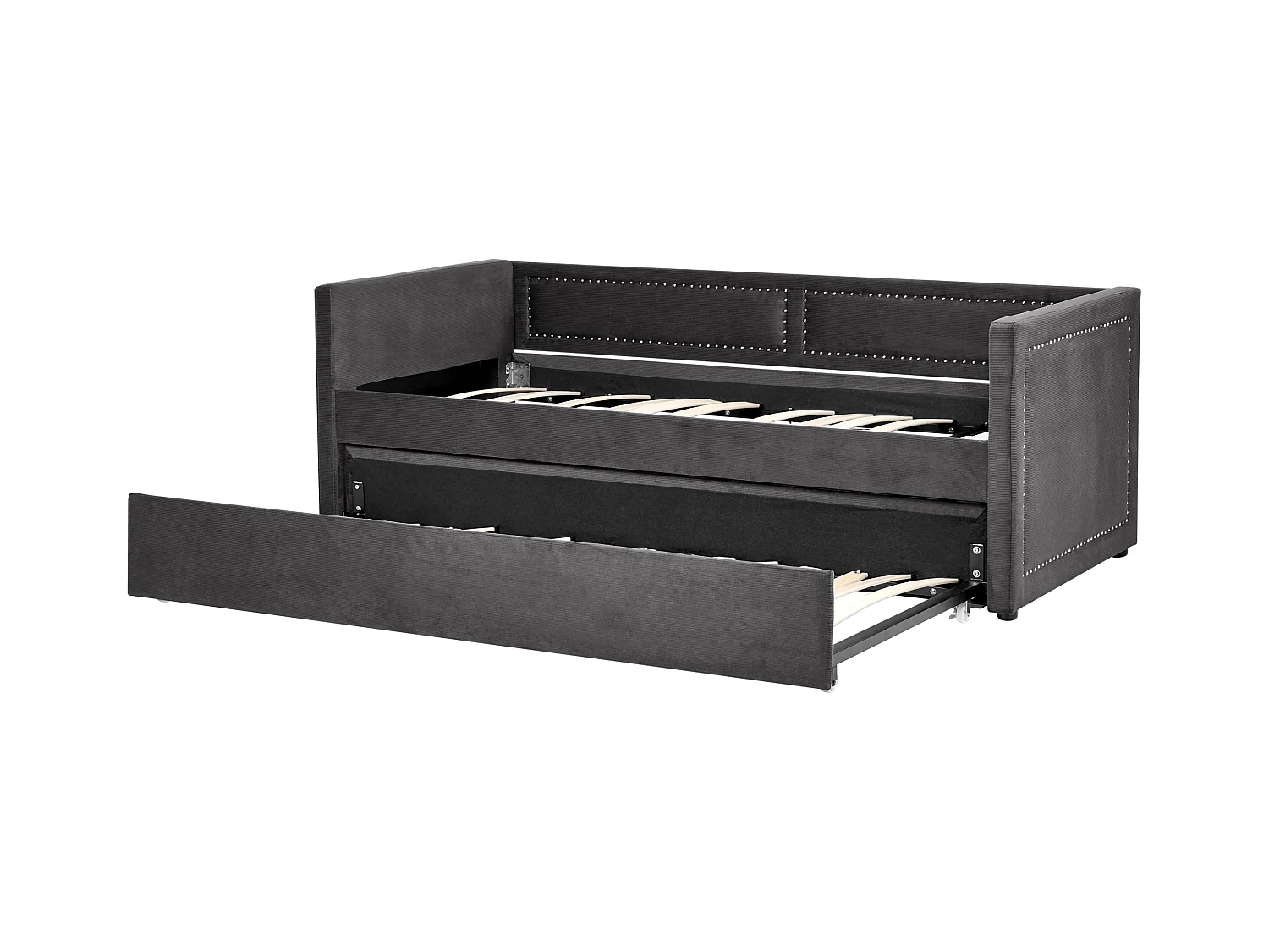 Platzsparendes Tagesbett Cord in Grau 90 x 200 cm mit Lattenrost Mimizan