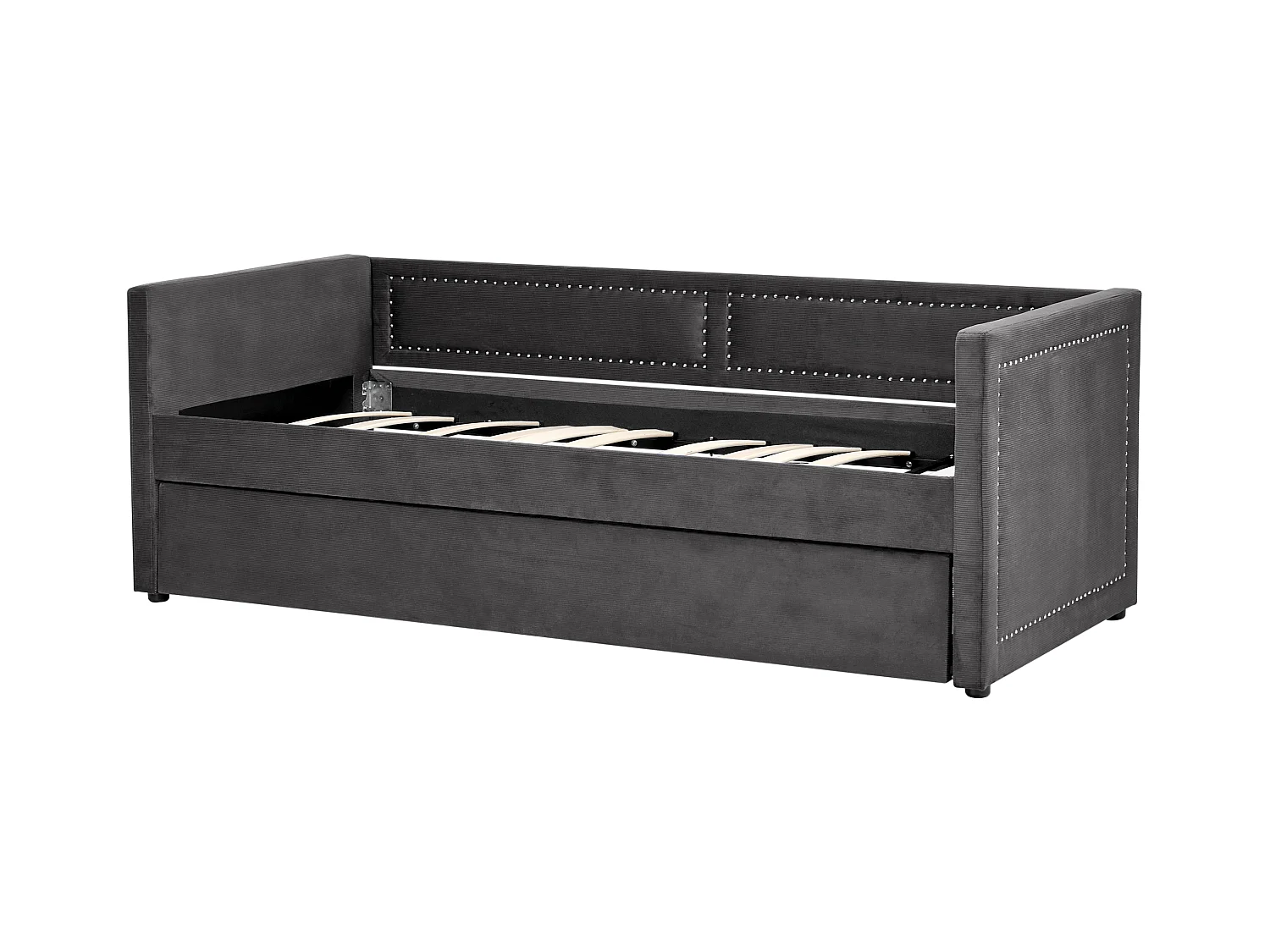 Platzsparendes Tagesbett Cord in Grau 90 x 200 cm mit Lattenrost Mimizan