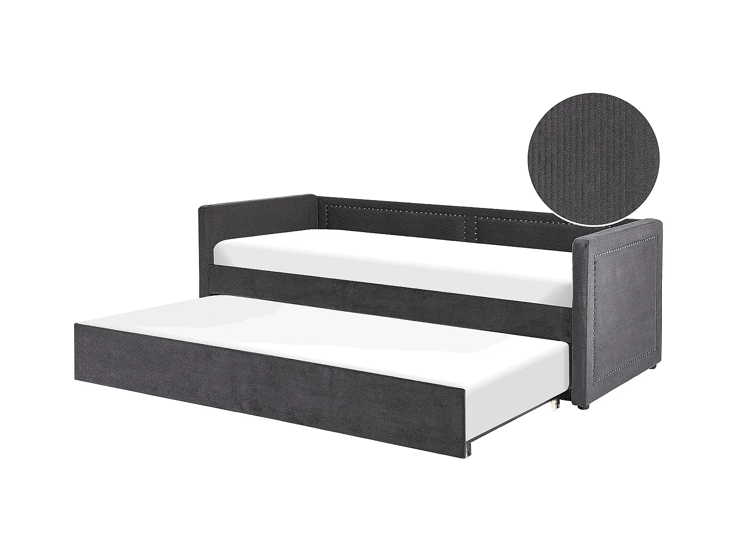 Lit gigogne Velours côtelé MIMIZAN 90 x 200 cm Gris foncé