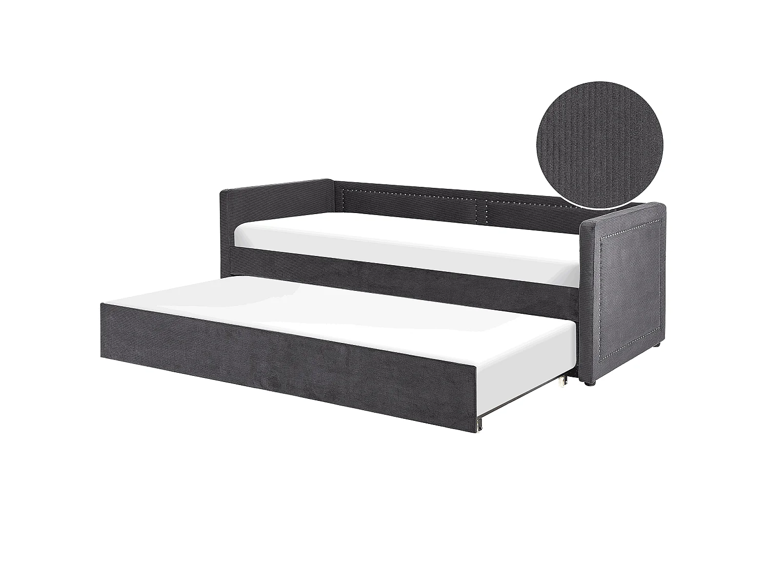 Onderschuifbed Corduroy MIMIZAN 90 x 200 cm Donkergrijs