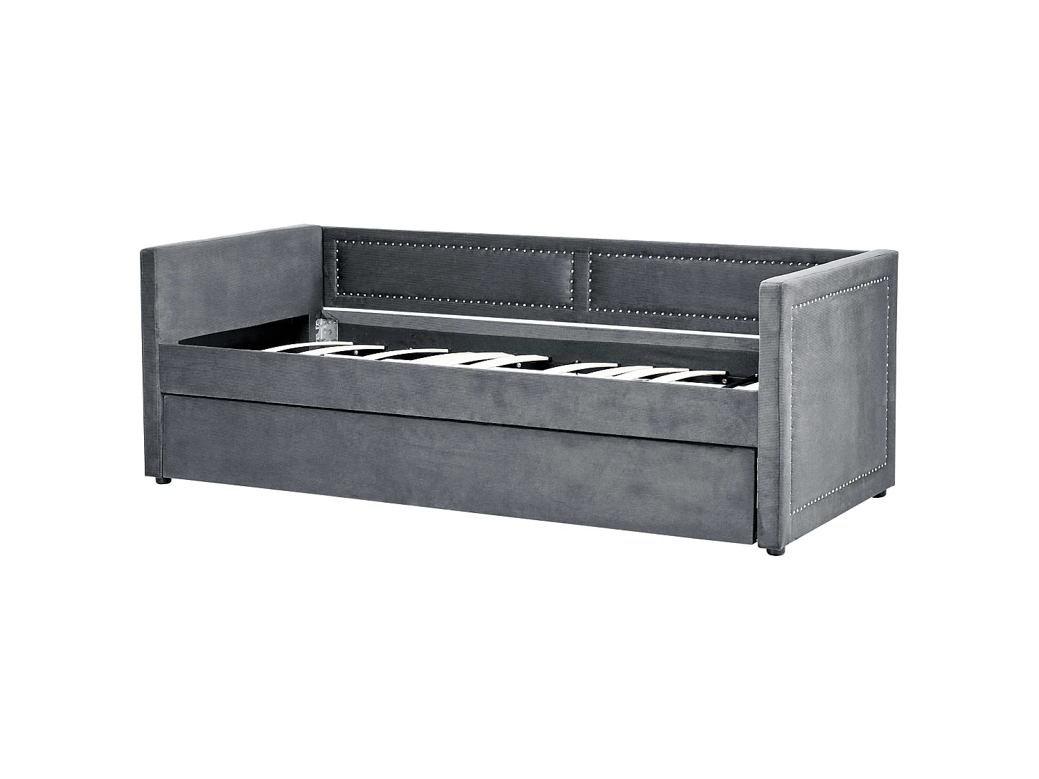 Onderschuifbed Corduroy MIMIZAN 90 x 200 cm Donkergrijs