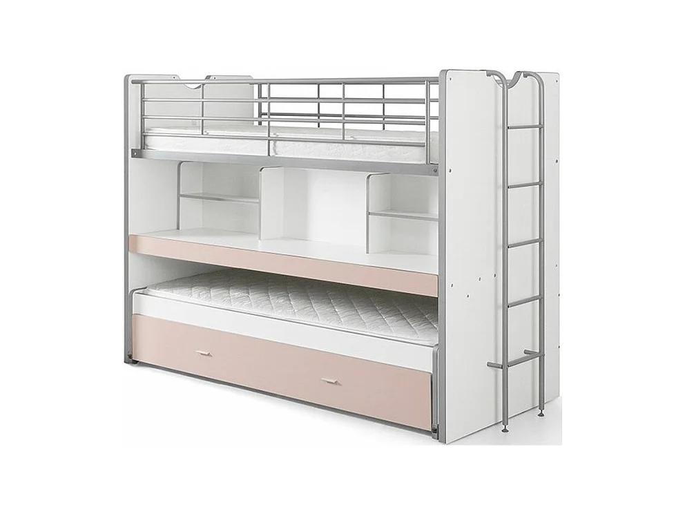 Lit Superposé Enfant "Bonny" 90x200cm Rose