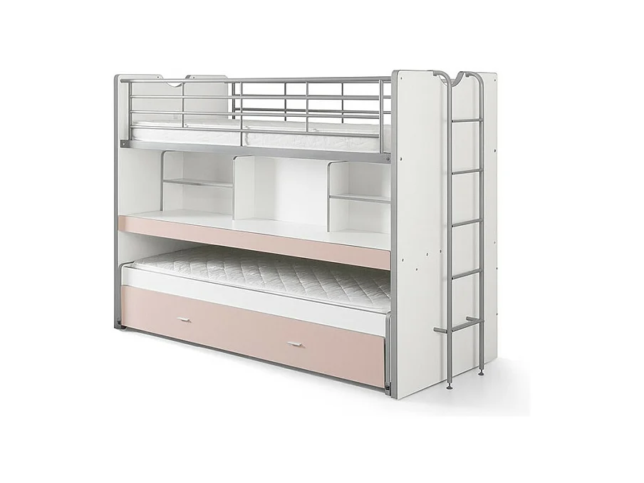 Lit Superposé Enfant "Bonny" 90x200cm Rose