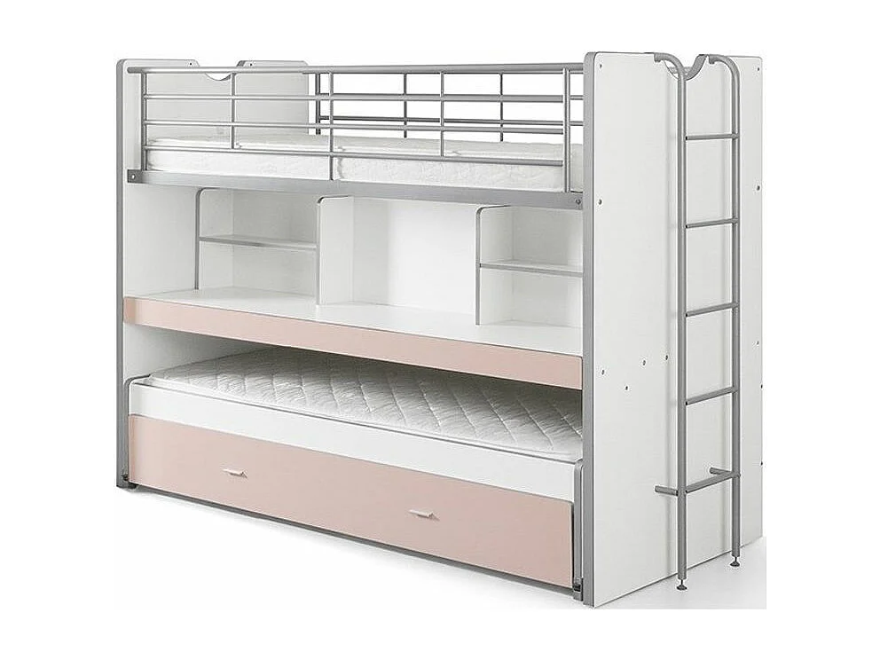 Lit Superposé Enfant "Bonny" 90x200cm Rose