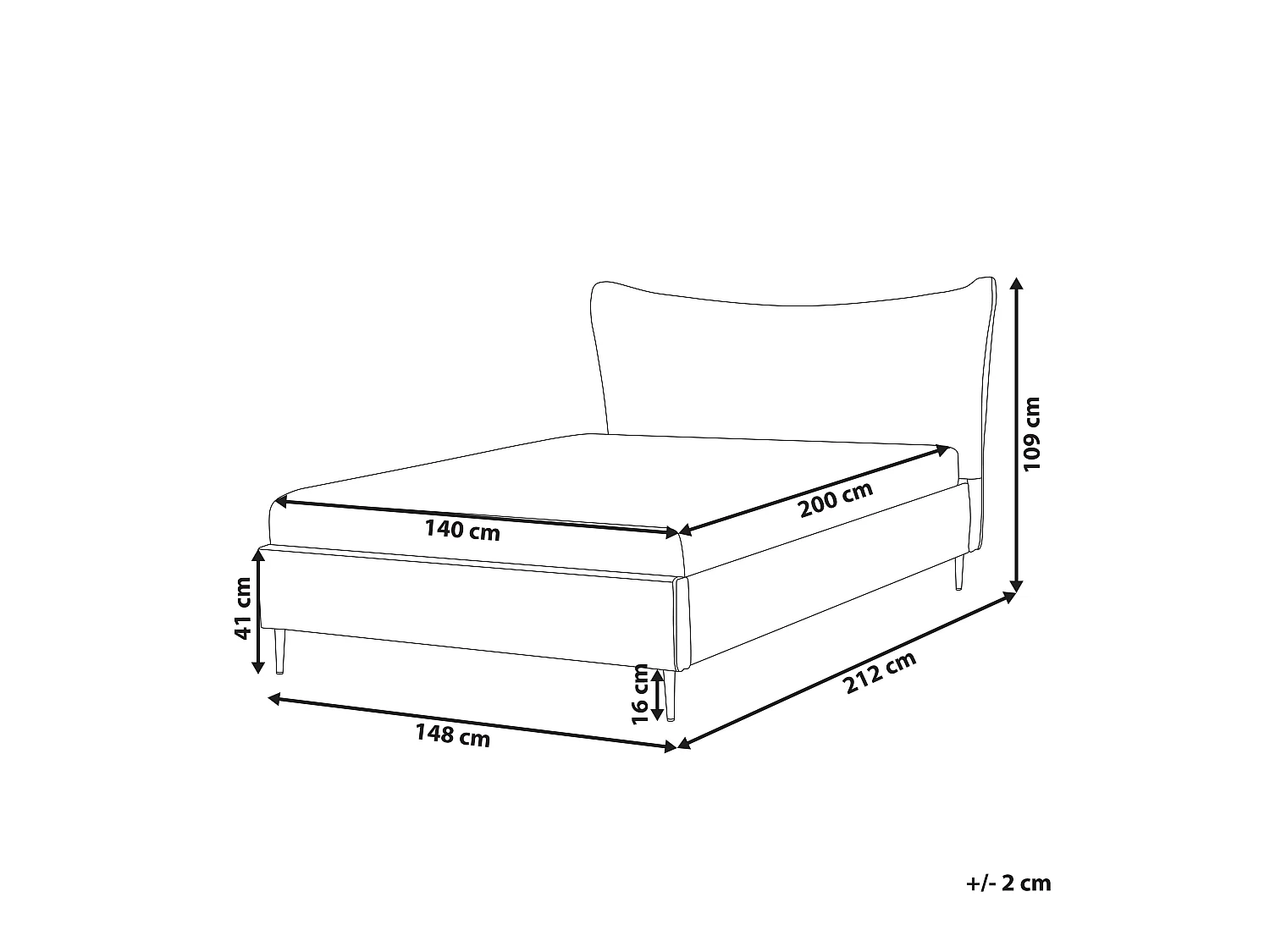 Lit avec sommier Velours CHALEIX 140 x 200 cm Gris clair
