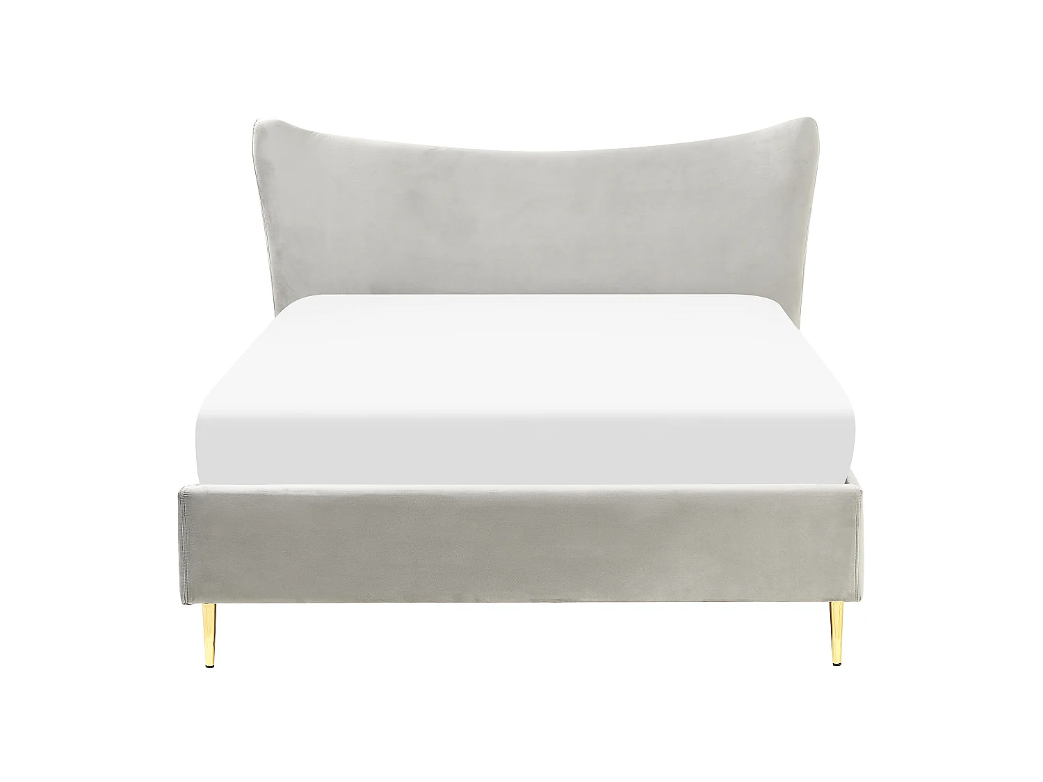 Lit avec sommier Velours CHALEIX 140 x 200 cm Gris clair