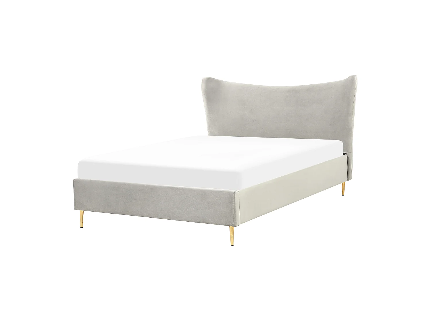 Lit avec sommier Velours CHALEIX 140 x 200 cm Gris clair