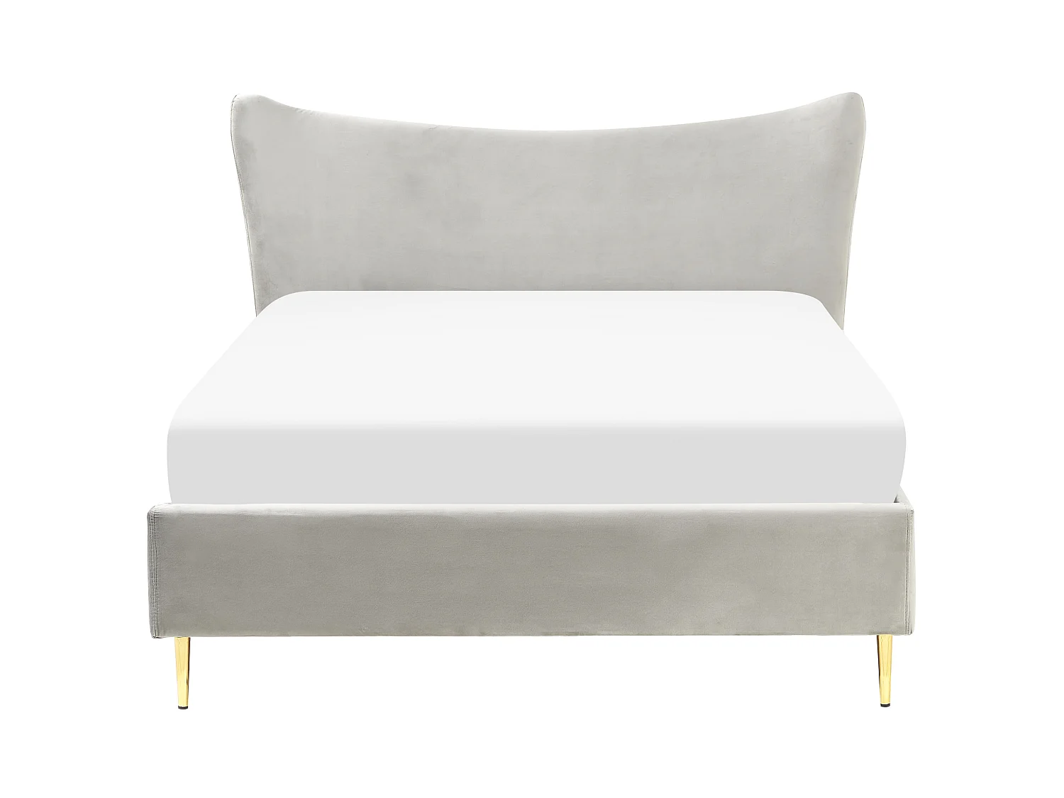 Polsterbett Samt grau 140 x 200 cm mit goldenen Metallbeinen modern Chaleix