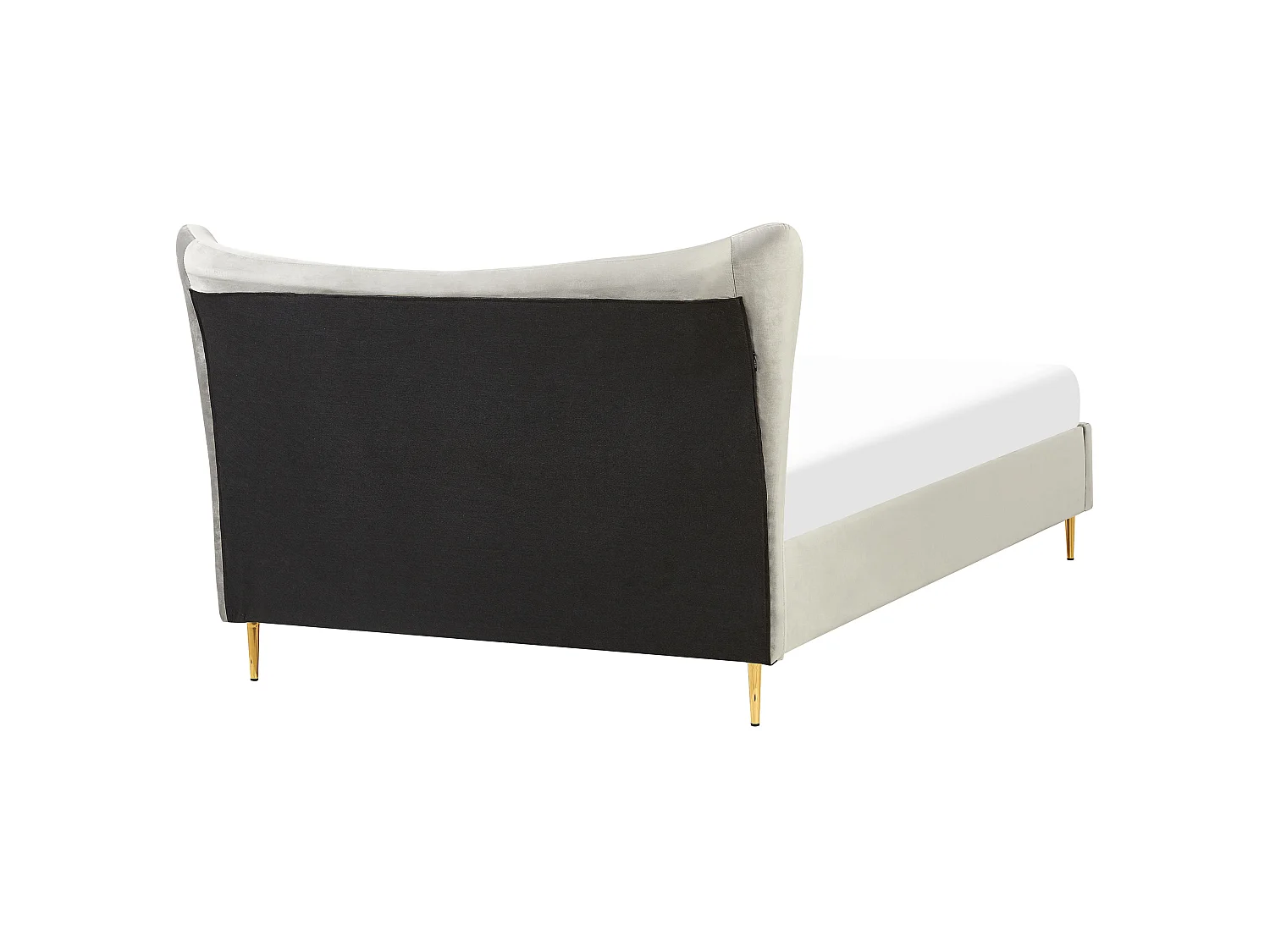 Polsterbett Samt grau 140 x 200 cm mit goldenen Metallbeinen modern Chaleix